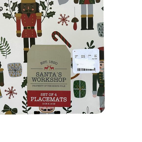NUTCRACKER Cork Backed Hard Christmas Placemats 12x16 Set of 4 Holiday New - Picture 5 of 10
